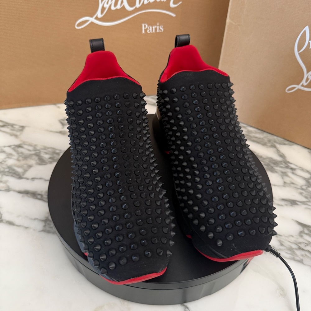 Christian Louboutin 1190270 Men's Black Spike-Sock Flat Neoprene, sizes - Picture 10 of 15